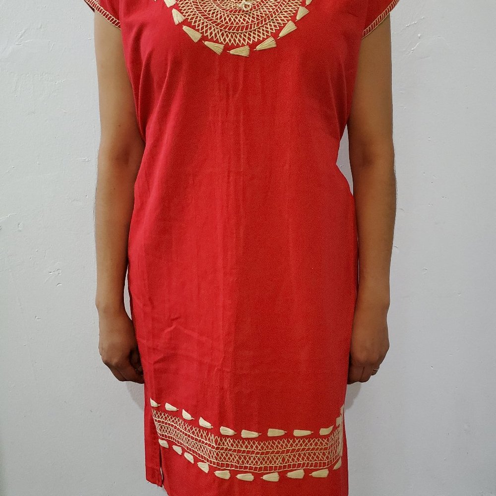 Red Mexican Artisanal Dress - Picture 1 of 5